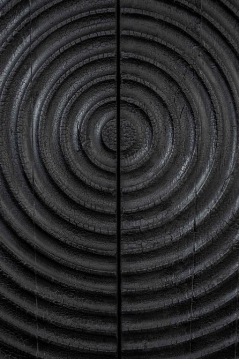 Komoda COILS spalone drewno spirala DUTCHBONE stalowe nogi czarna