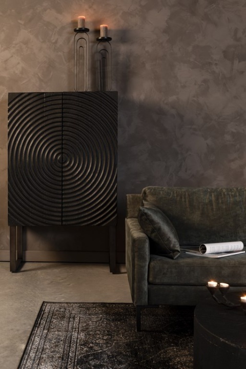 Komoda COILS spalone drewno spirala DUTCHBONE stalowe nogi czarna