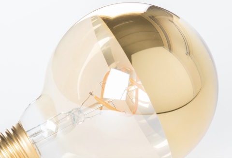 Żarówka GLOBE złota ściemnialna MIRROR GOLD E27 złota spiralny żarnik