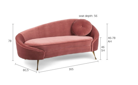 Sofa szezląg I AM NOT A CROISSANT różowa nowoczesna BOLD MONKEY