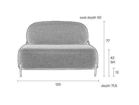 Sofa tapicerowana 2-osobowa POLLY szara skandynawski styl ZUIVER
