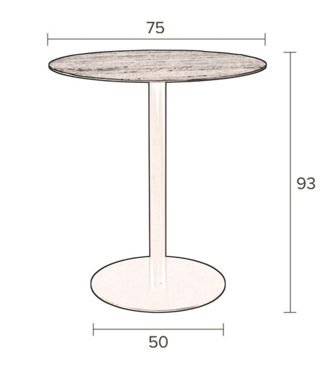 Stolik BRAZA ROUND BLACK czarny okrągły na jednej nodze gastronomiczny metal drewno dąb DUTCHBONE