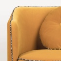Fotel designerski do salonu vintage glamour retro musztardowy z poduszką 