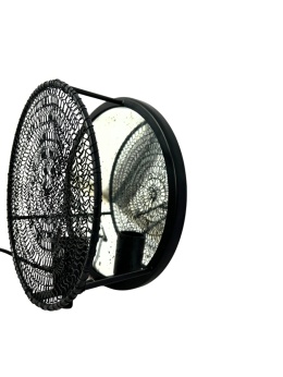 Kinkiet lampa ścienna okrągła z lustrem metalowa siatka styl industrialny do loftu nowoczesna