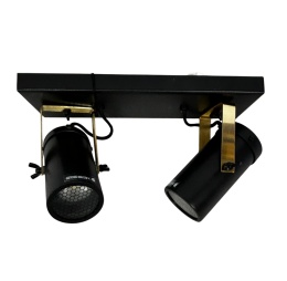 Kinkiet punktowy podwójny spot DTW czarny ze złotem do loftu industrialny nowoczesne oświetlenie