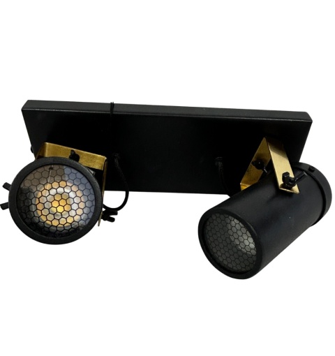 Kinkiet punktowy podwójny spot DTW czarny ze złotem do loftu industrialny nowoczesne oświetlenie