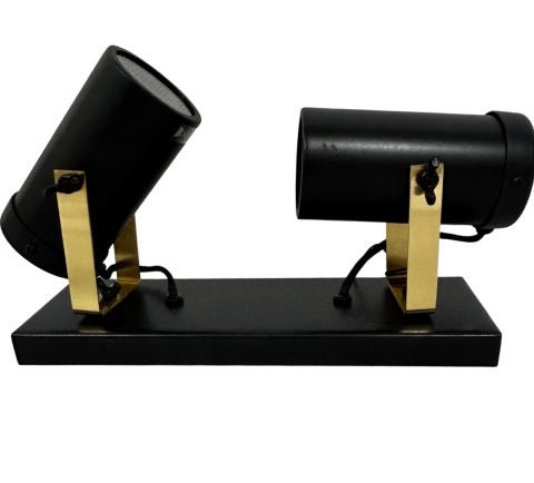 Kinkiet punktowy podwójny spot DTW czarny ze złotem do loftu industrialny nowoczesne oświetlenie