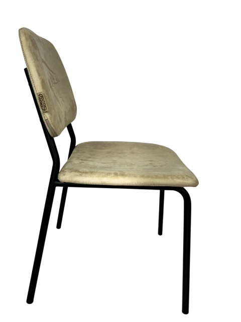 Krzesło beżowe aksamitne skandynawski styl nowoczesne tapicerowane