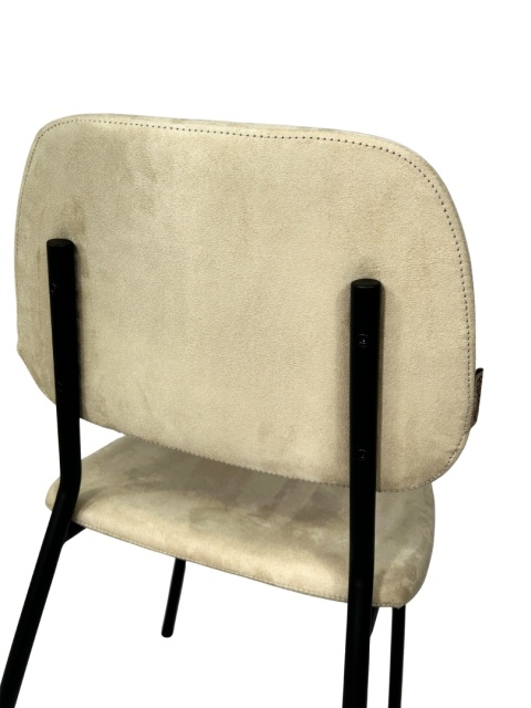 Krzesło beżowe aksamitne skandynawski styl nowoczesne tapicerowane