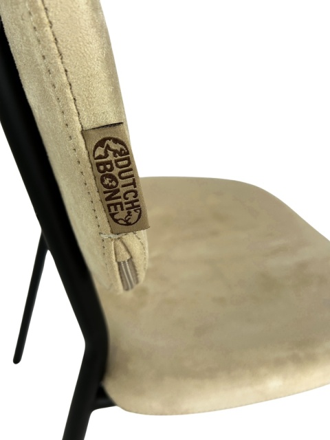 Krzesło beżowe aksamitne skandynawski styl nowoczesne tapicerowane