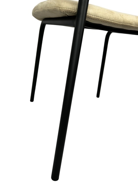 Krzesło beżowe aksamitne skandynawski styl nowoczesne tapicerowane