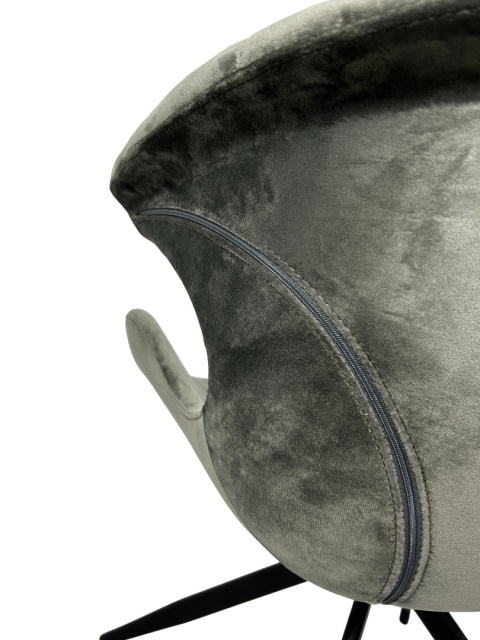 Krzesło kubełkowe tapicerowane szare skandynawski styl nowoczesne tkanina aksamitna