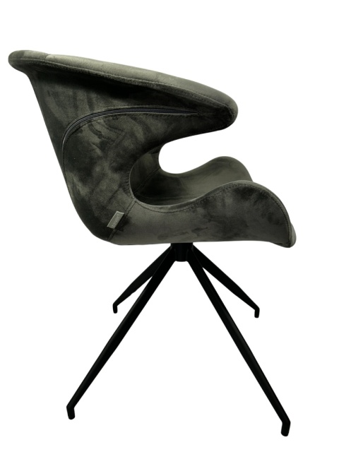 Krzesło kubełkowe tapicerowane szare skandynawski styl nowoczesne tkanina aksamitna