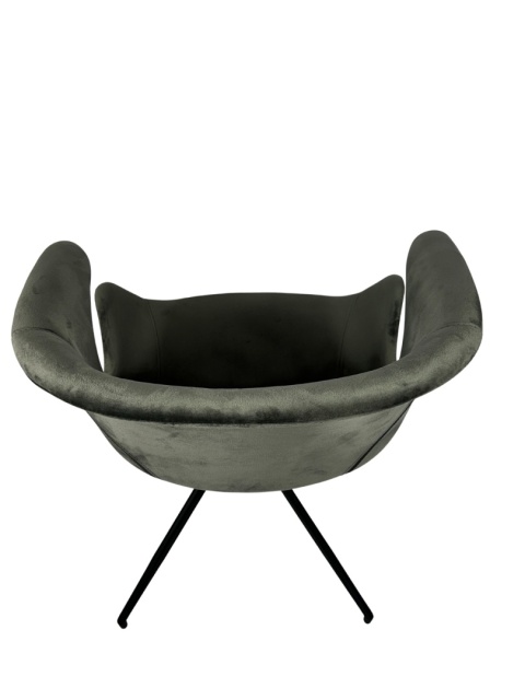 Krzesło kubełkowe tapicerowane szare skandynawski styl nowoczesne tkanina aksamitna