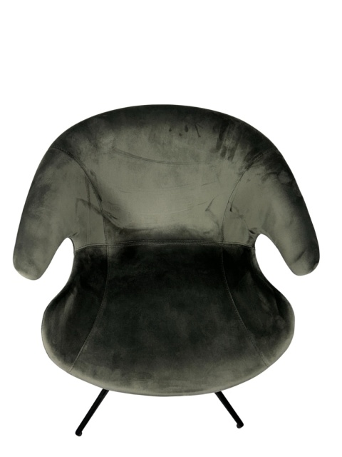 Krzesło kubełkowe tapicerowane szare skandynawski styl nowoczesne tkanina aksamitna