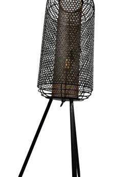 Lampa podłogowa na trójnogu ażurowy klosz metalowa pochodnia na nóżkach oświetlenie w stylu industrialnym do loftu