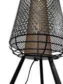 Lampa podłogowa na trójnogu ażurowy klosz metalowa pochodnia na nóżkach oświetlenie w stylu industrialnym do loftu