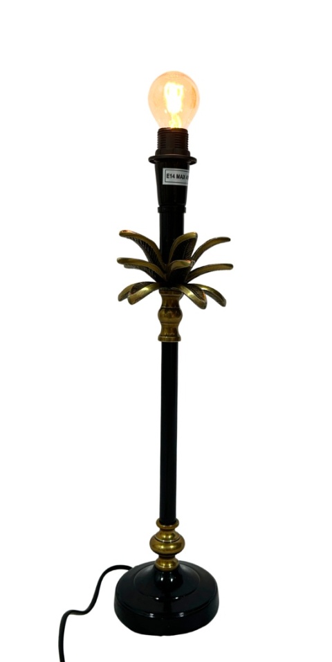 OUTLET Lampa stołowa czarna w kształcie palmy egzotyczna bez klosza w stylu glamour nowoczesna
