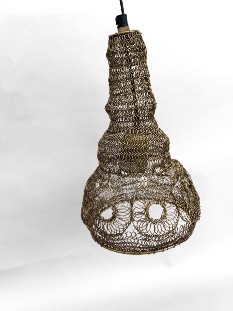 Lampa ścienna kinkiet rękodzieło z metalu i drewna mango boho vintage