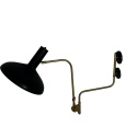 Lampa ścienna kinkiet czarny z regulowanym mosiężnym ramieniem do loftu w stylu vintage industrialnym