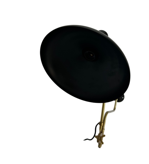 Lampa ścienna kinkiet czarny z regulowanym mosiężnym ramieniem do loftu w stylu vintage industrialnym