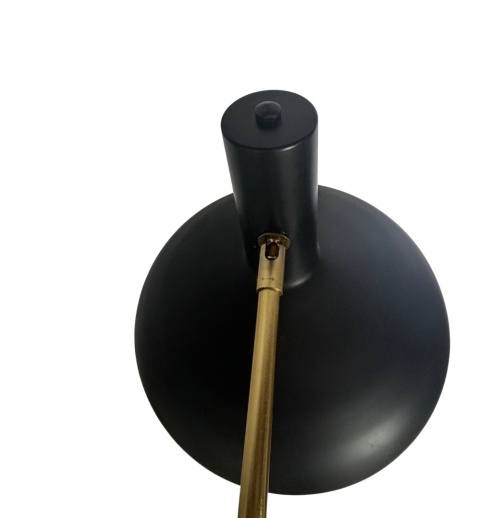 Lampa ścienna kinkiet czarny z regulowanym mosiężnym ramieniem do loftu w stylu vintage industrialnym