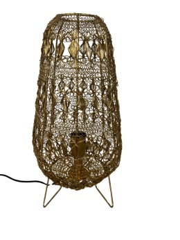 Lampa podłogowa z plecionej metalowej siatki złota – rozmiar M