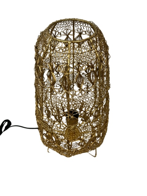Lampa podłogowa z plecionej metalowej siatki złota – rozmiar M