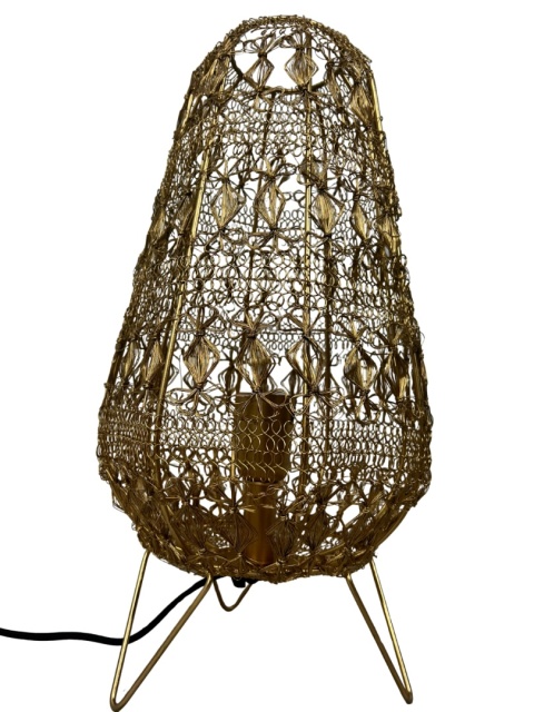 Lampa podłogowa z plecionej metalowej siatki złota – rozmiar M