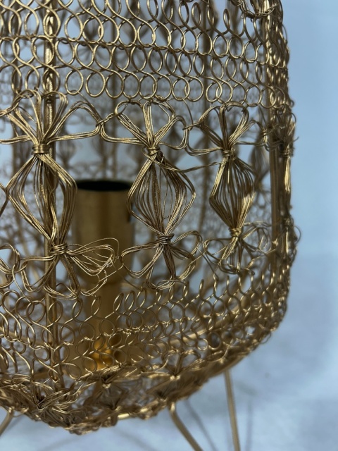 Lampa podłogowa z plecionej metalowej siatki złota – rozmiar M