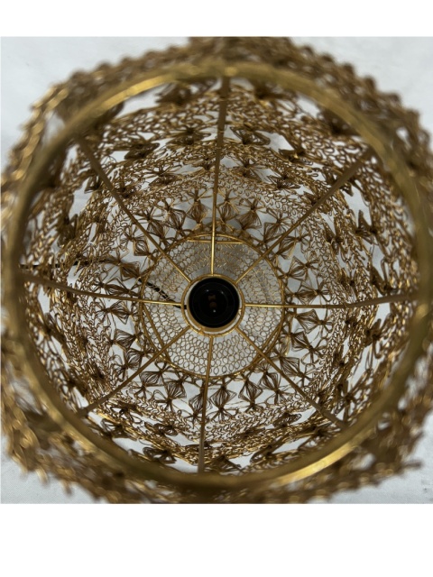 Lampa podłogowa z plecionej metalowej siatki złota – rozmiar M