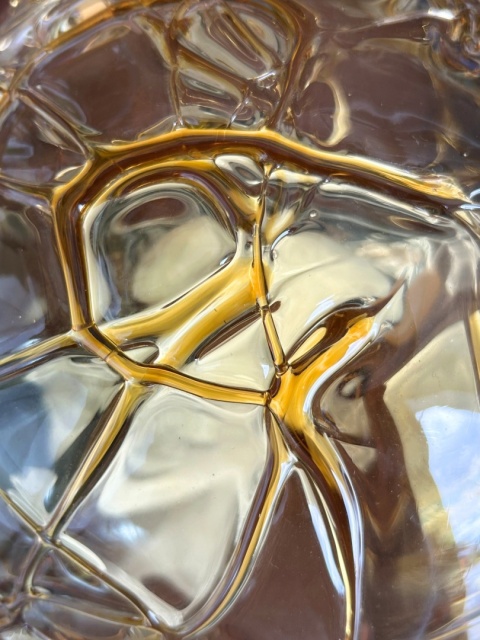 Lampa stołowa szklana kula 25 cm bursztynowa dekoracyjna vintage glamour w nowoczesnym stylu