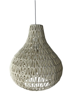 Nowoczesna lampa wisząca z papierowym kloszem dekoracyjny efekt świetlny skandynawski eko styl