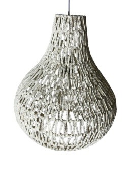 Nowoczesna lampa wisząca z papierowym kloszem dekoracyjny efekt świetlny skandynawski eko styl