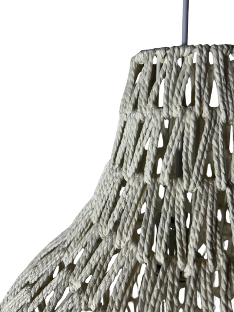 Nowoczesna lampa wisząca z papierowym kloszem dekoracyjny efekt świetlny skandynawski eko styl