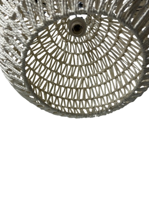 Nowoczesna lampa wisząca z papierowym kloszem dekoracyjny efekt świetlny skandynawski eko styl