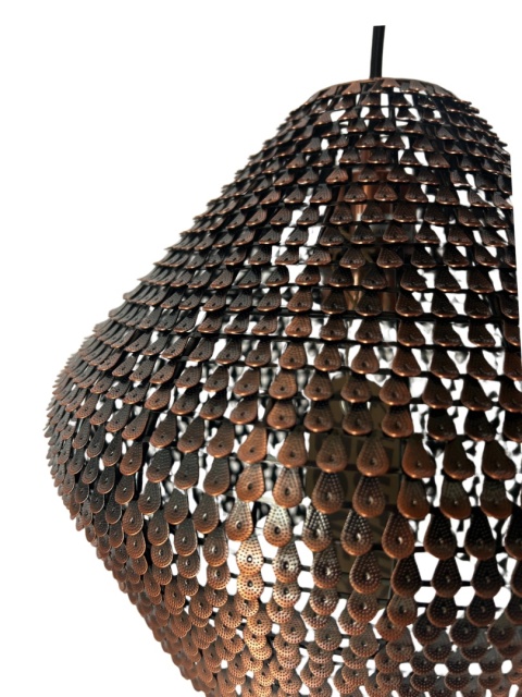 Lampa wisząca miedziana smocza łuska rzemiosło elegancka styl vintage