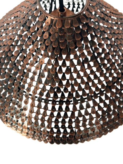 Lampa wisząca miedziana smocza łuska rzemiosło elegancka styl vintage