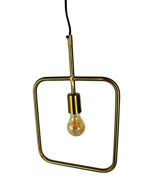 Lampa wisząca złota geometryczna kwadratowa z oprawą na żarówkę glamour skandynawski styl