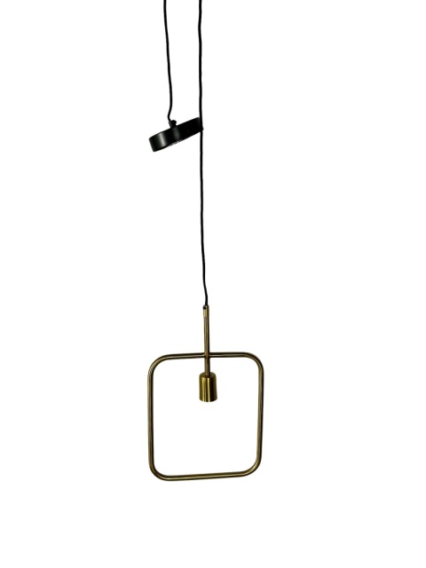 Lampa wisząca złota geometryczna kwadratowa z oprawą na żarówkę glamour skandynawski styl