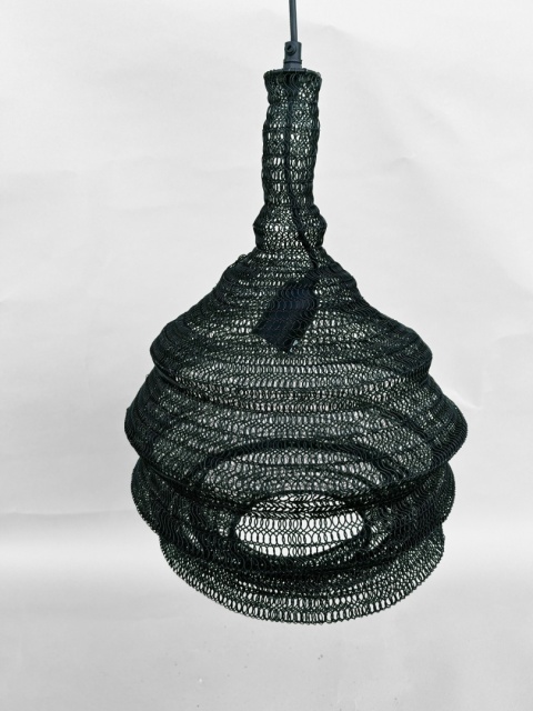 Lampa wisząca metalowa siatka czarna gniazdo os skandynawski styl do loftu