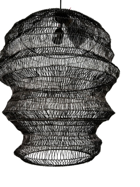 Lampa wisząca ażurowa metalowa czarna siatka gniazdo os styl industrialny do loftu