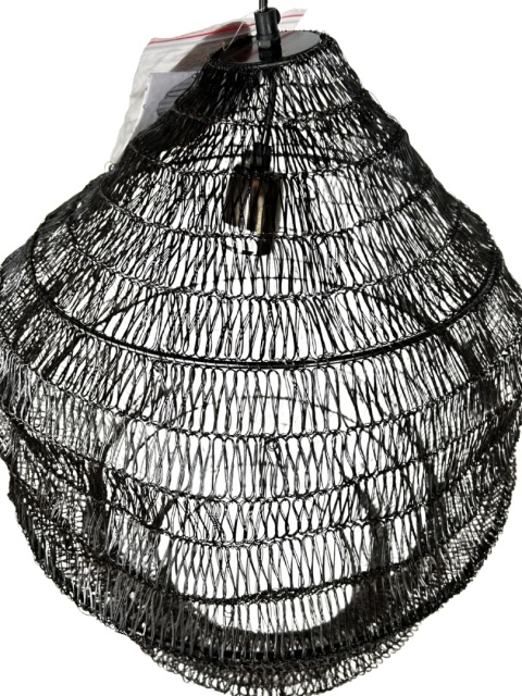 Lampa wisząca ażurowa metalowa czarna siatka gniazdo os styl industrialny do loftu