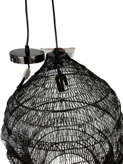 Lampa wisząca ażurowa metalowa czarna siatka gniazdo os styl industrialny do loftu