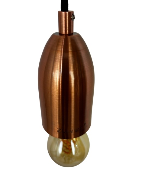 Lampa wisząca miedziana minimalistyczna z odsłoniętą żarówką skandynawski styl