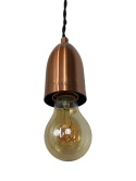 Lampa wisząca miedziana minimalistyczna z odsłoniętą żarówką skandynawski styl