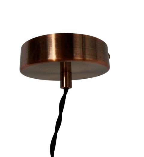 Lampa wisząca miedziana minimalistyczna z odsłoniętą żarówką skandynawski styl