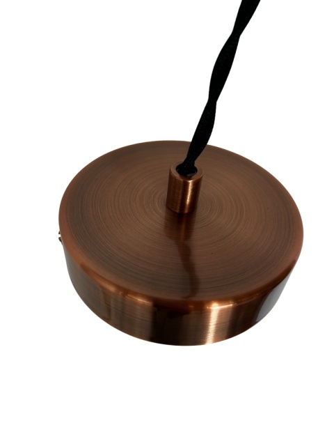 Lampa wisząca miedziana minimalistyczna z odsłoniętą żarówką skandynawski styl