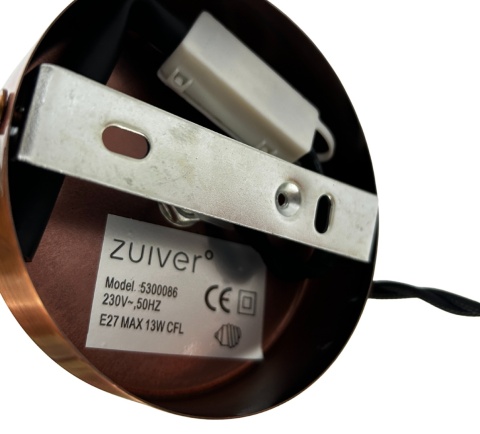 Lampa wisząca miedziana minimalistyczna z odsłoniętą żarówką skandynawski styl