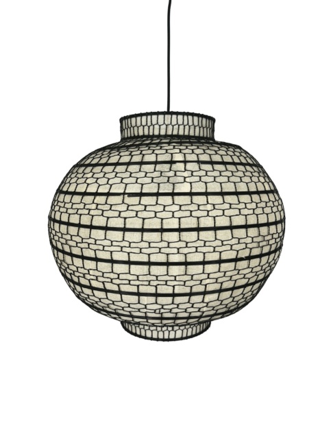 Lampa wisząca kula 45cm pleciona metalowa z płótnem w stylu orientalnym boho vintage